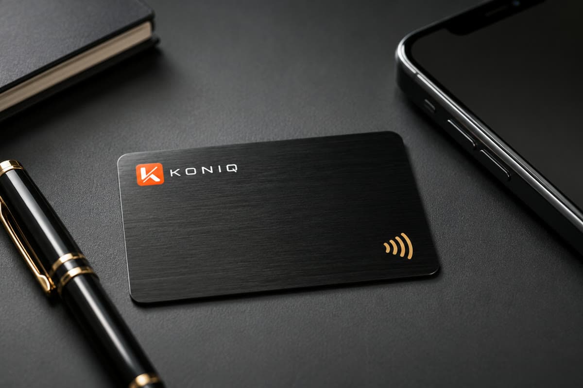 Échange de coordonnées entre deux professionnels, l'un avec une carte papier, l'autre avec une carte NFC